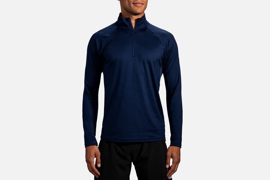 Brooks Men's Dash 1/2 Zip Tops Navy ( SGPUR7812 )